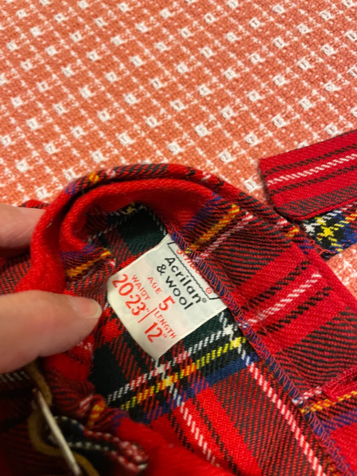 St.Michael Kilt Age 5 Waist 20-23 Length 12 Wool with pin and hair ties vintage