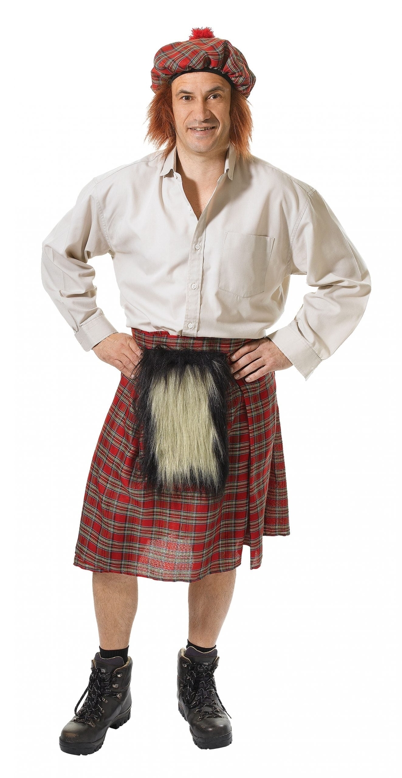 Scottish Kilt and Hat Adult Highlander Costume