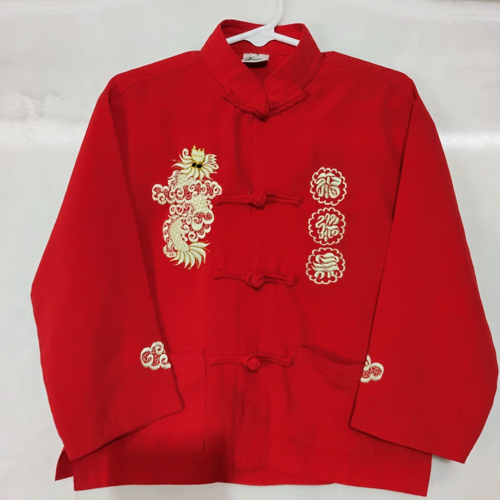 Vtg Kids 4 Red 100% Silk Tang Suit Set Outfit Traditional Lunar New Year Tet X