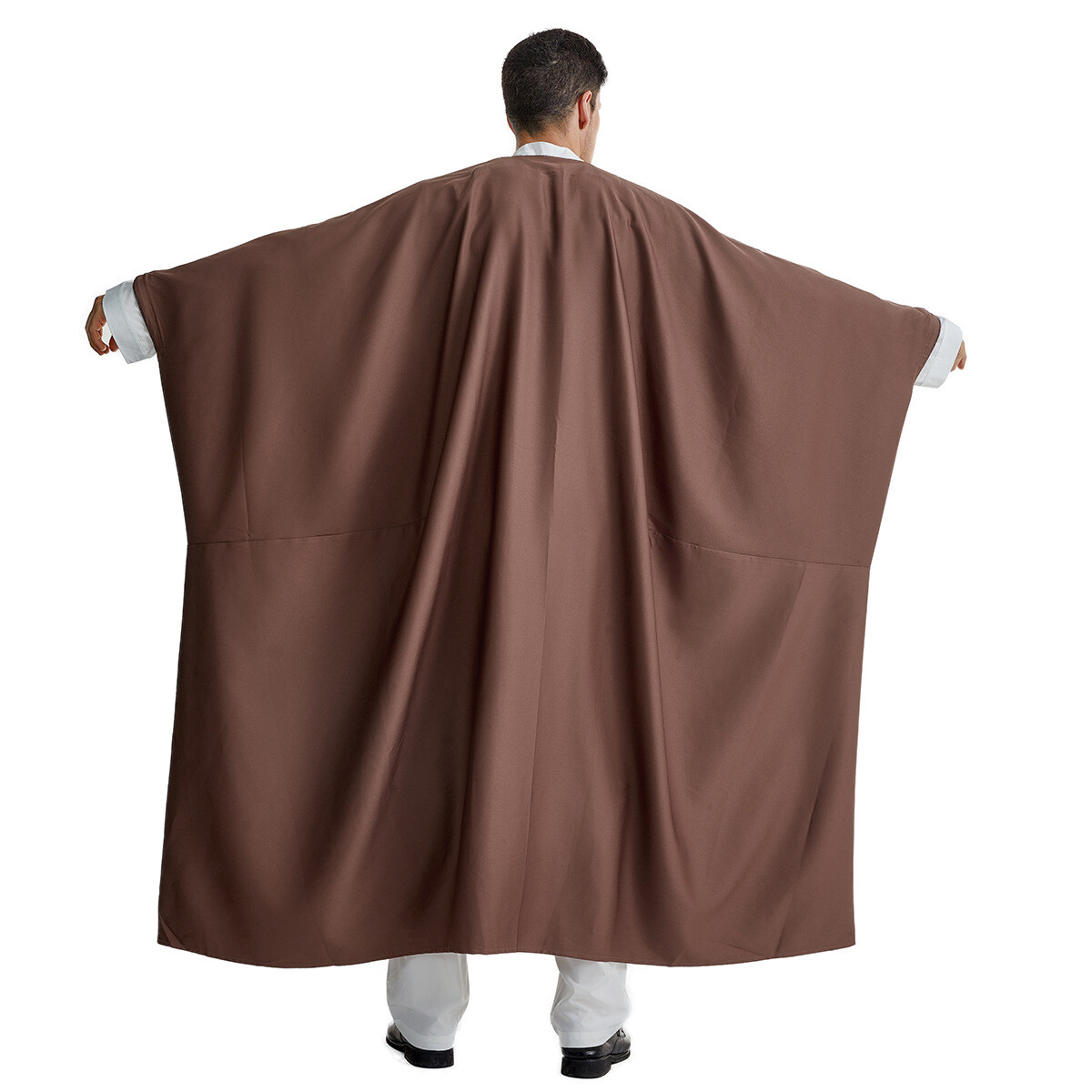Saudi Arab Men Solid Color Open Kimono Batwing Robe Muslim Abaya Ramadan Prayer