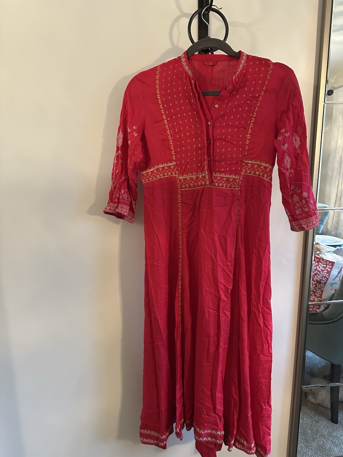 W For Woman Three Quarter Sleeve Kurta Dress Indian Attire Size 8