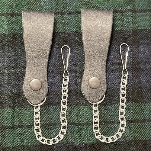 Premium Black Leather Sporran Suspender with Metal Chain Hook – Easy Snap