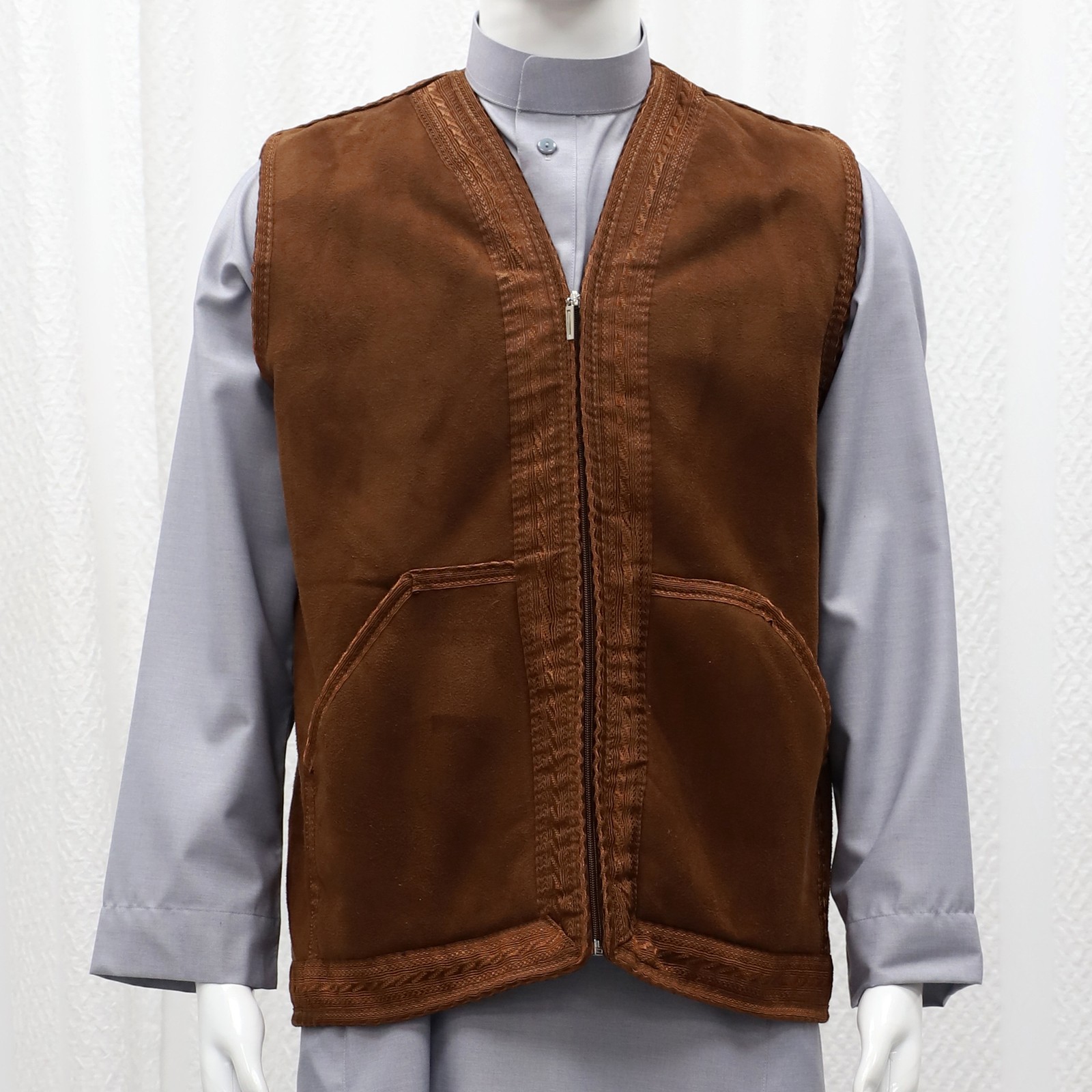 Men Winter Thick Solid Color Suede Vest Warm Formal Casual Sleeveless Waistcoat