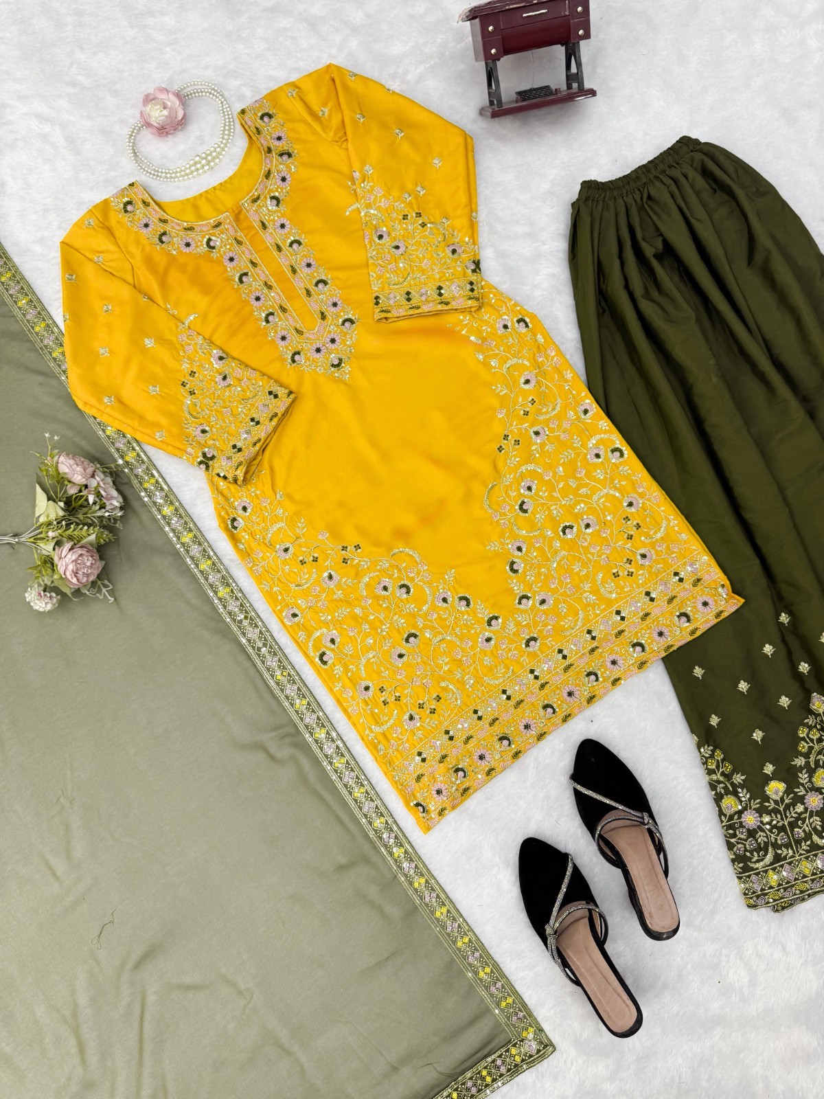 SALWAR KAMEEZ INDIAN PAKISTANI WEDDING PARTY DRESS PALAZZO SHARARA PLAZZO SUIT