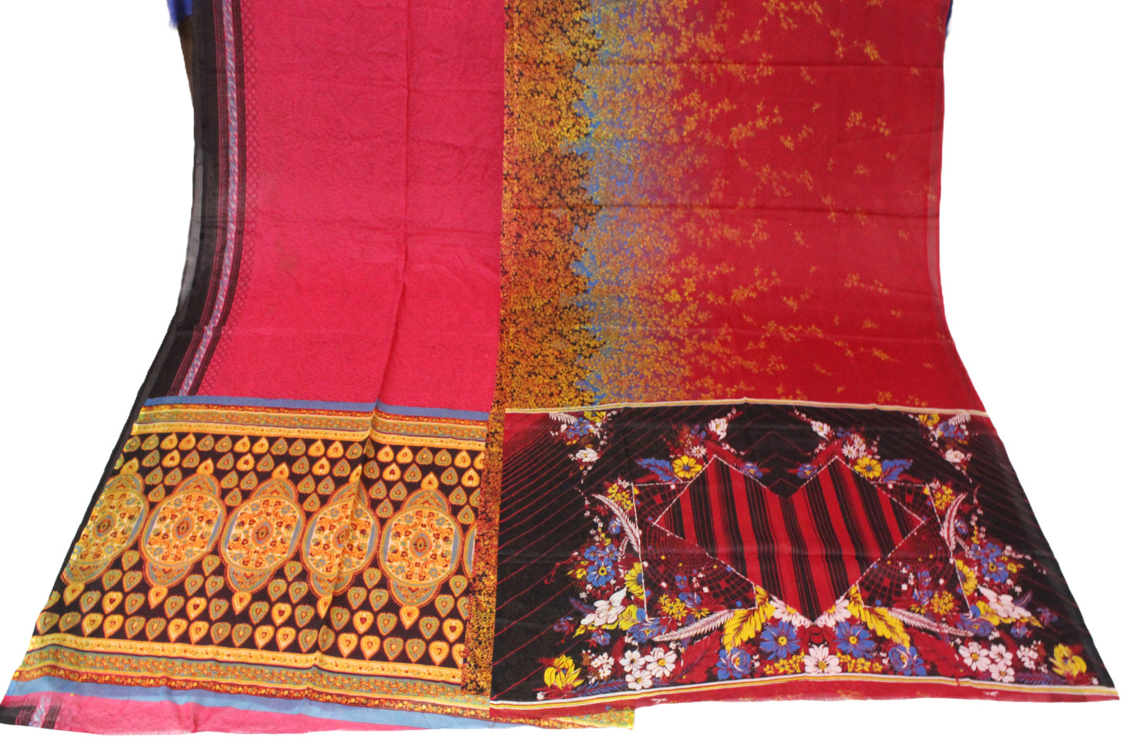 Vintage Dress Indian Women Wrap Printed Craft Fabric Sari Home Decor Fabric Lot