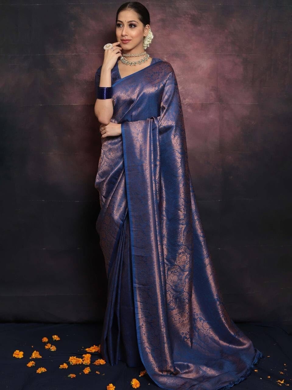 TRADITIONAL PARTY WEAR SOFT SILK INDIAN WEDDING WEAR KANJEEVARAM SAREE SARI