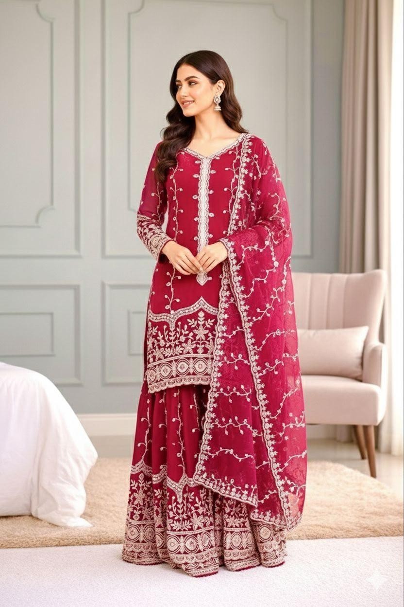 WEDDING PUNJABI STITCHED SHARARA PALAZZO SALWAR SUIT PLAZZO KURTI SHALWAR KAMEEZ