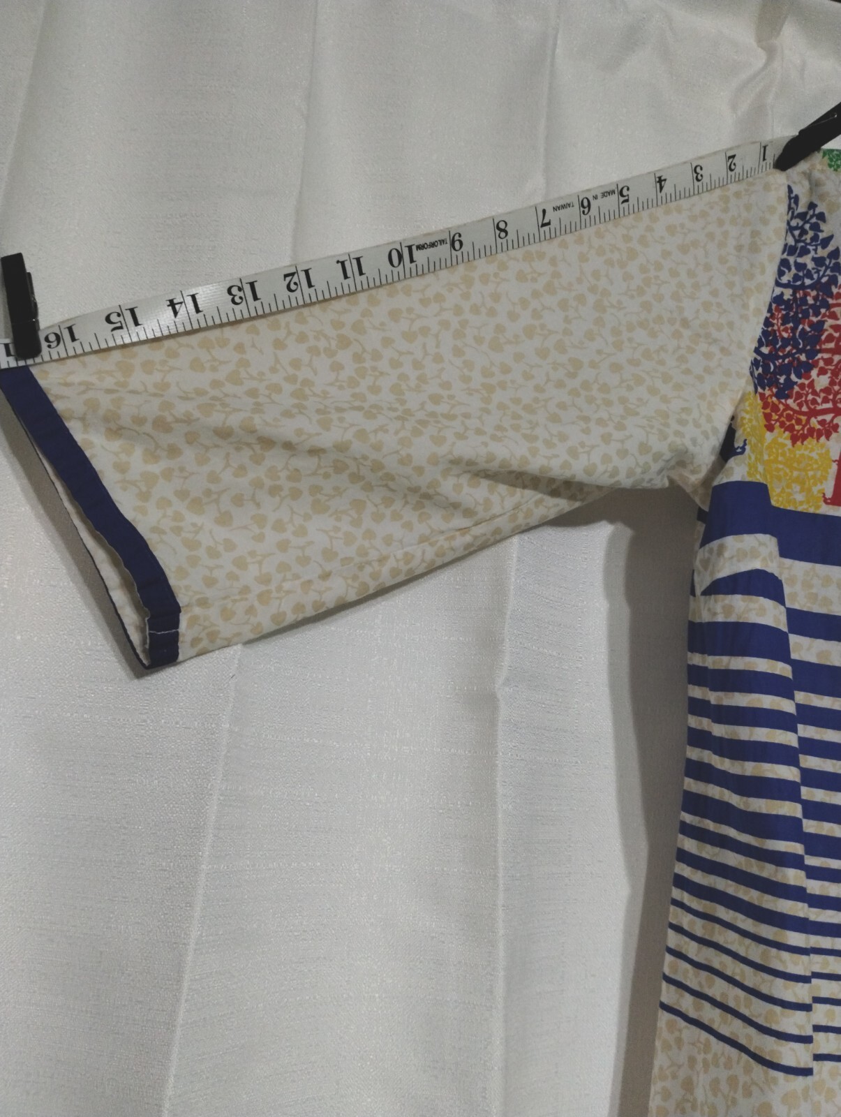 AURELIA Cool & Light Cotton Kurta ~ Large ~ Blue, Red, Green, Yellow Trees EUC