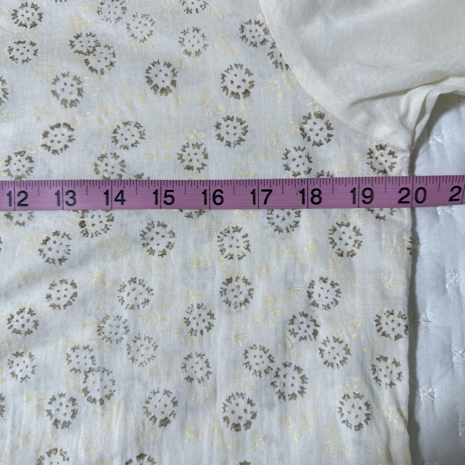 Women’s Kurta Ivory Gold Floral Printed Mandarin Collar Size 38