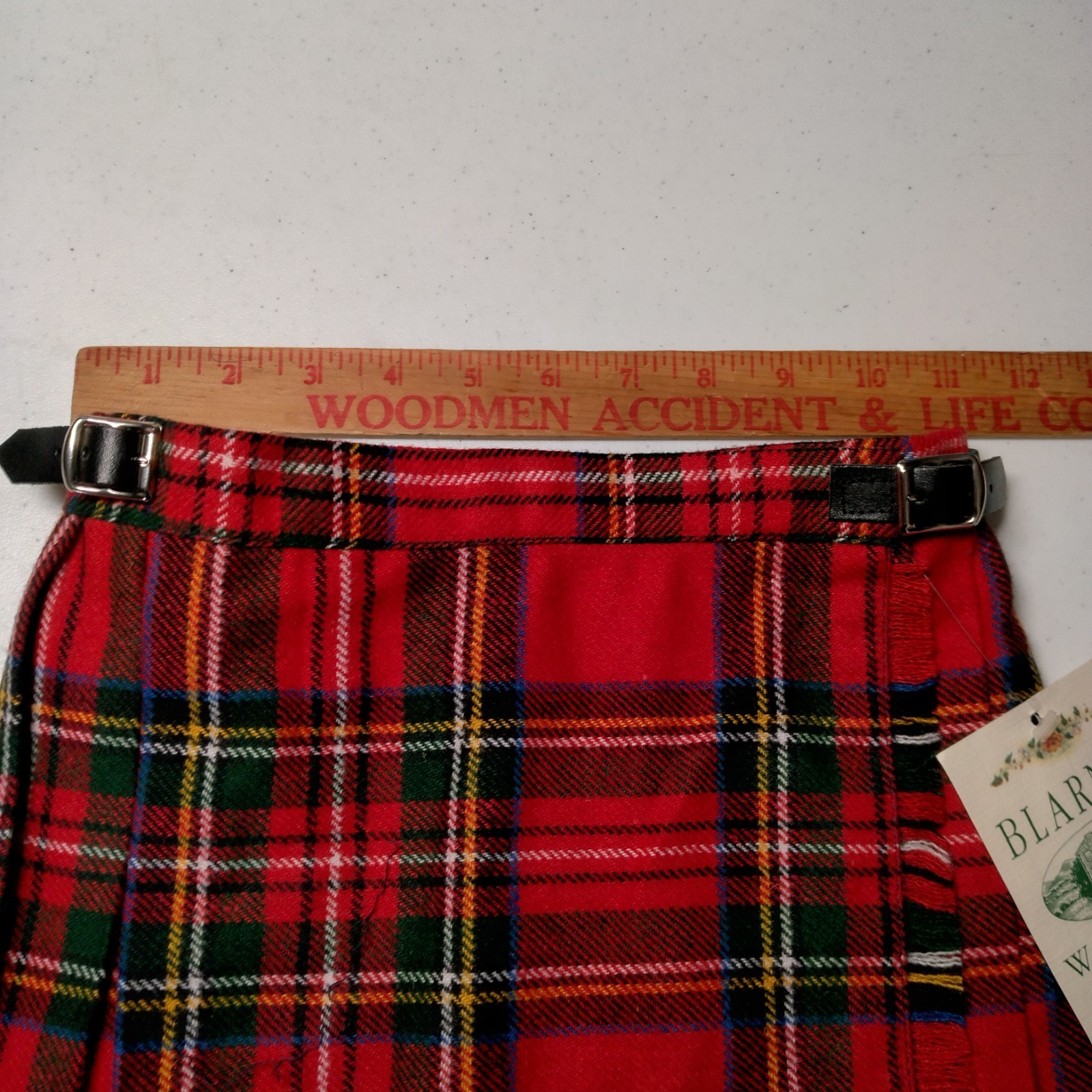 Blarney Woolen Mills Scottish Kilt Youth Size 26 Royal Stewart Tartan Red Skirt