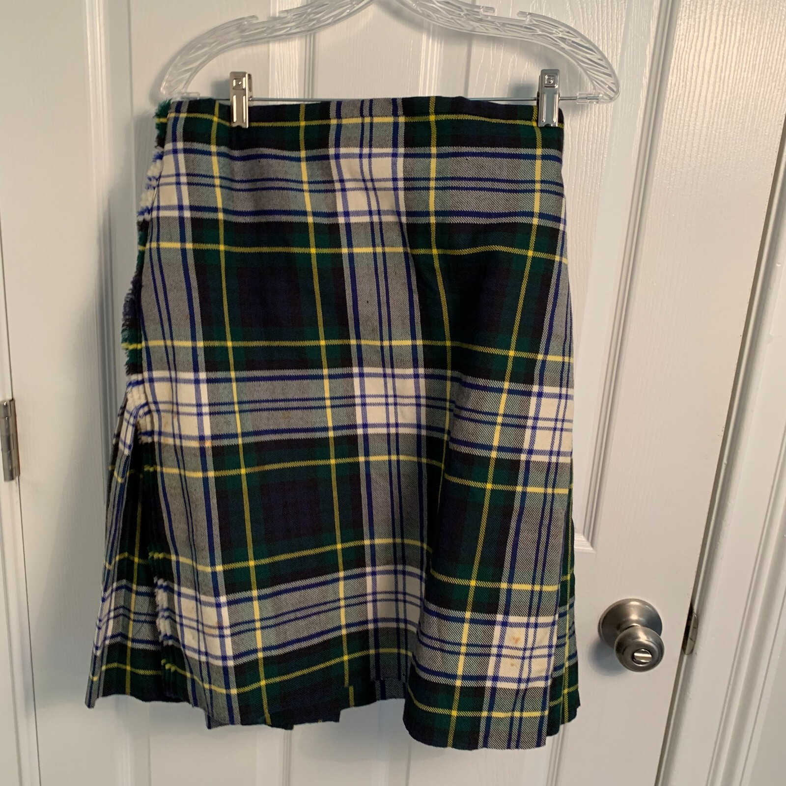 Dunedin Tartan Plaid Pleated Wool Kilt Skirt Medium 28-30 Waist Flaws