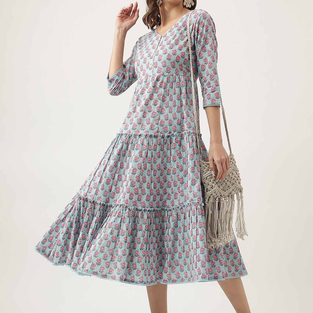 Plus Size Tie and Dye Pom-Pom Detail Maxi Dress for Women | Boho Flowy Long Dres