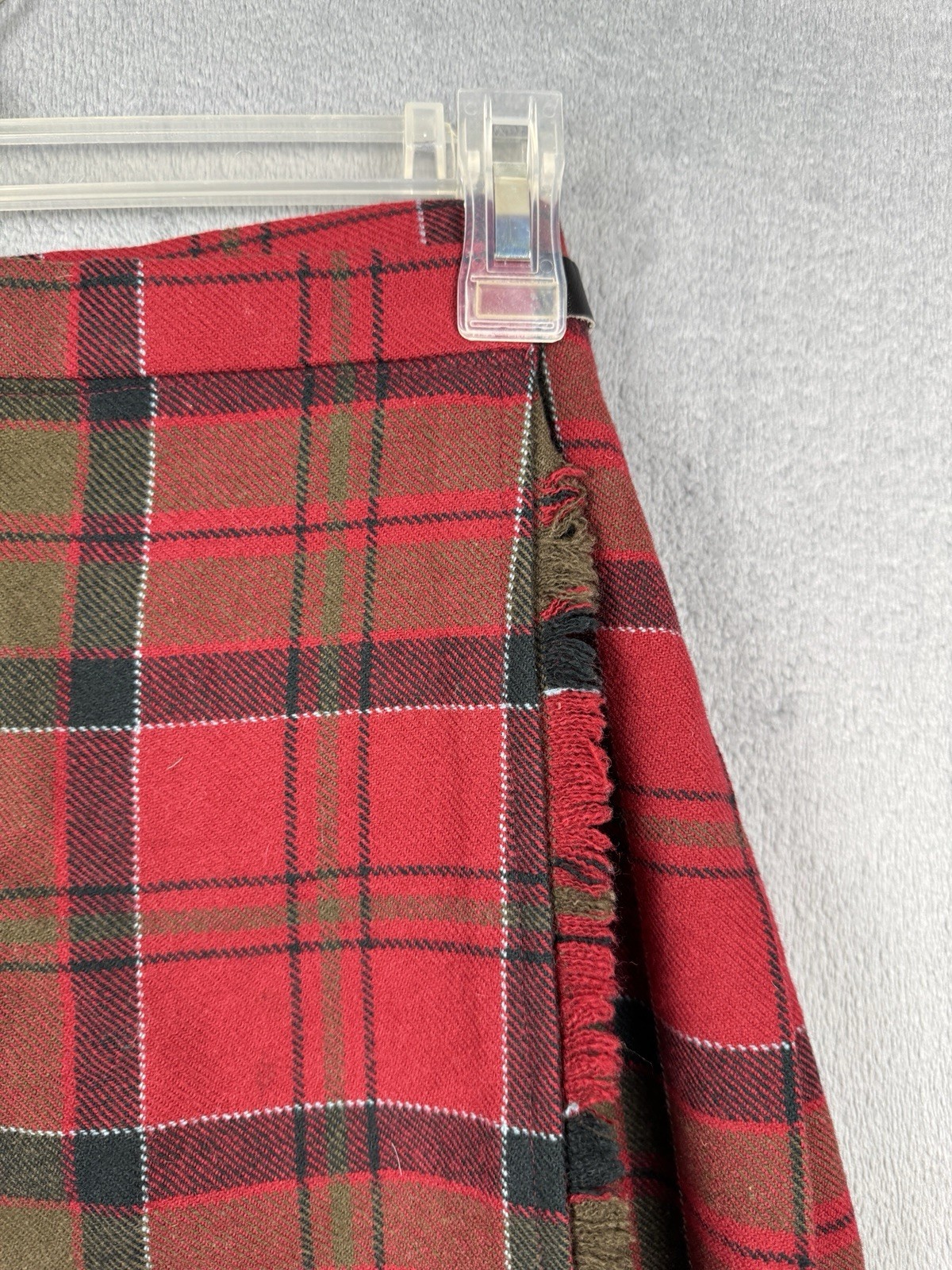 Vintage Tartan Plaid Kilt Pure New Wool Skirt Size 26W Red Schoolgirl Punk