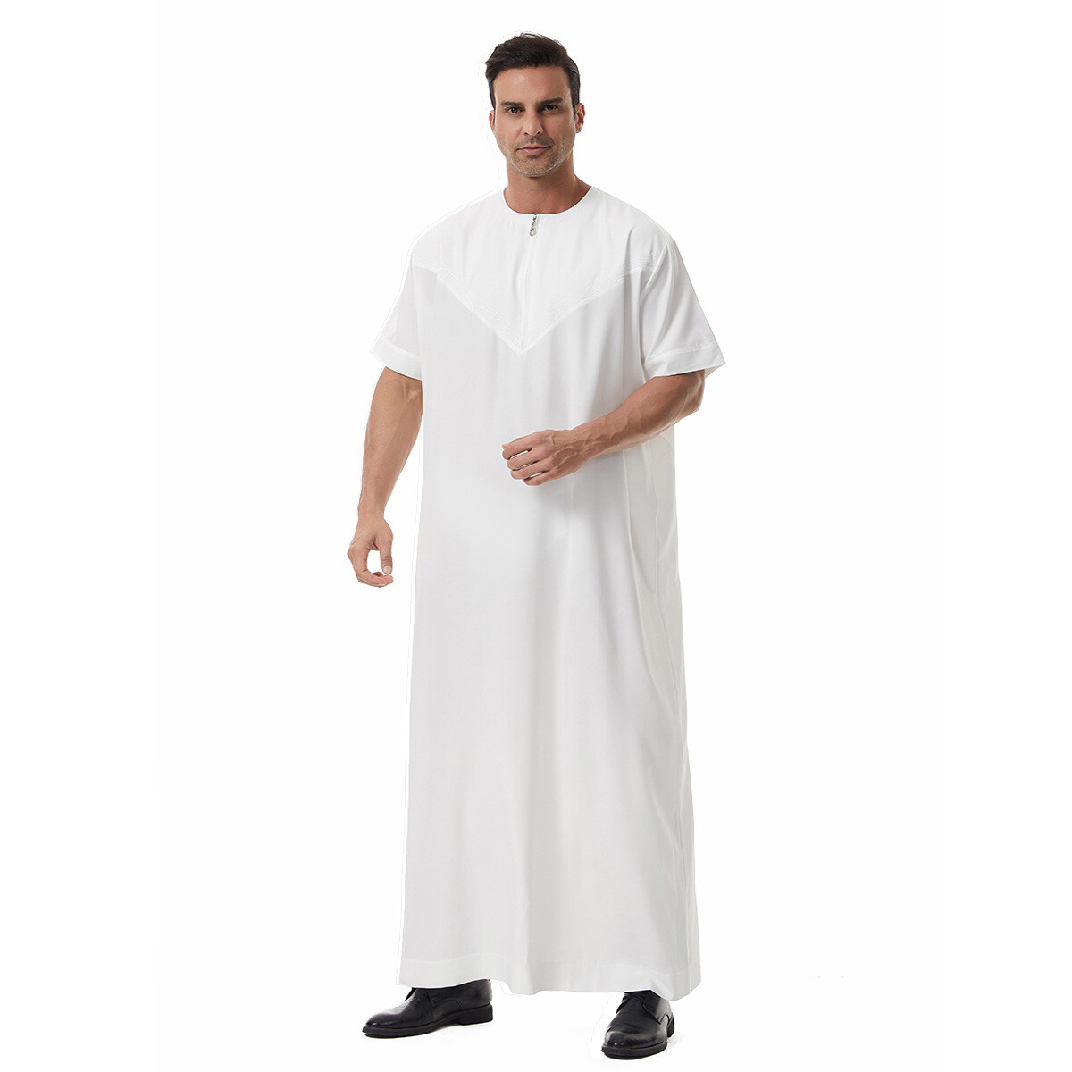 Men Thobe Jubba Thoub Muslim Men Short Sleeve Kaftan Saudi Arab Thoub Dishdasha