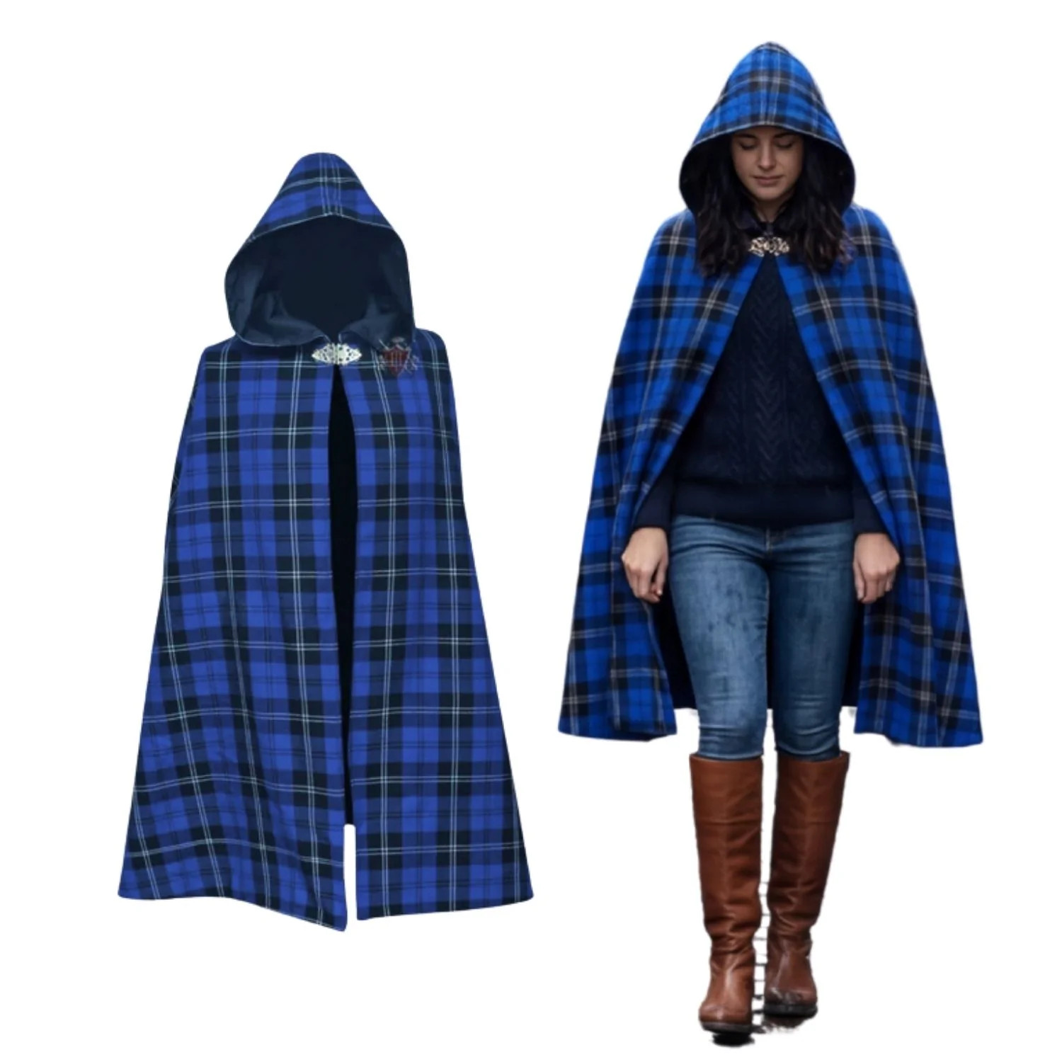 Ramsey Blue Dark Tartan Women’s Long Capes