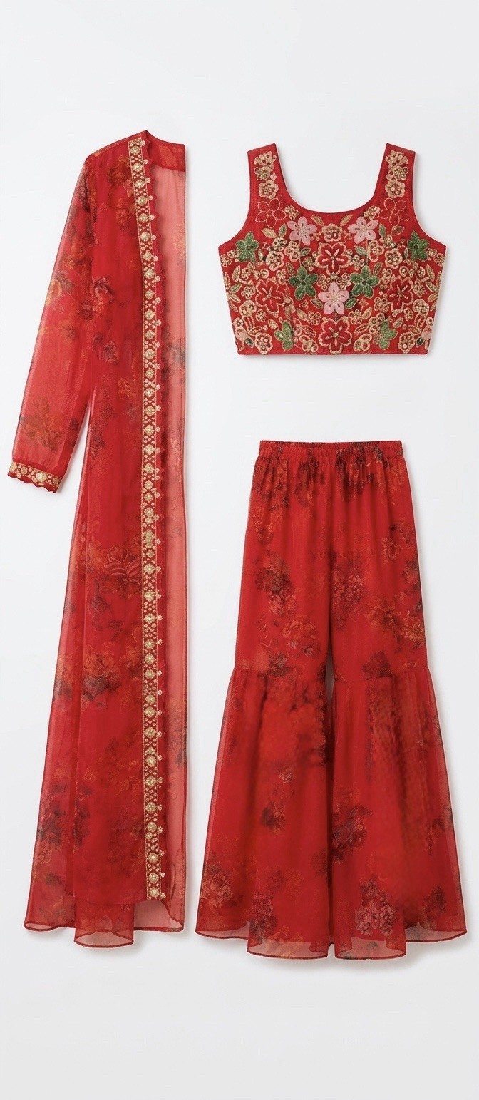 Designer Sharara Set Indian – Elegant Ethnic Wear INDO Western Wear Size Medium
