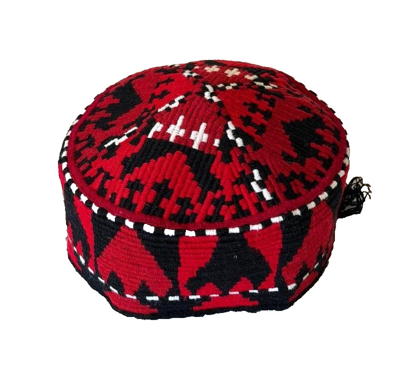 TRIBAL HAND STITCHED & EMBROIDERED AFGHAN/UZBEK HAT FROM MAZAR -I-SHARIF- 21″