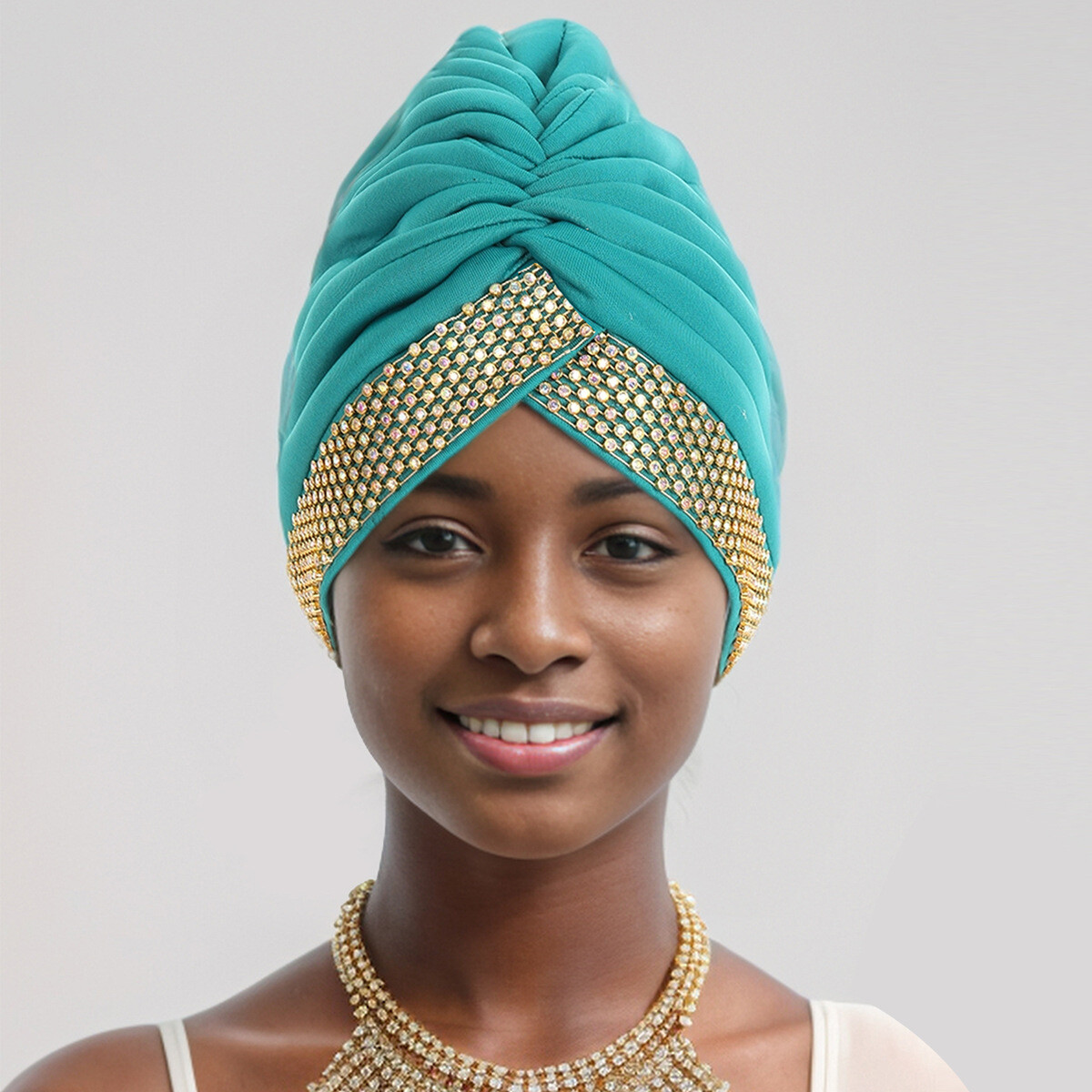 African Women Head Wrap Cover Bonnet Cap Pleated Beanies Hat Headwear Nigerian
