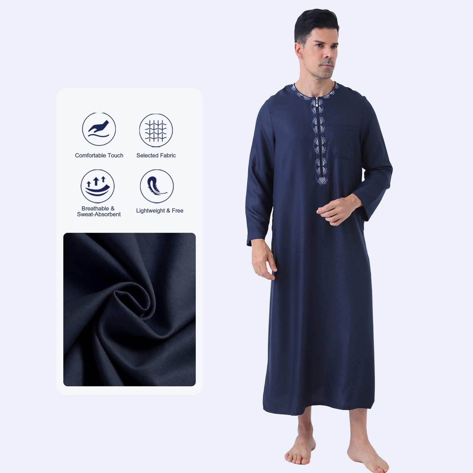 Saudi Muslim Men Dishdasha Jubba Thoub Thobe Abaya Kaftan Dubai Causal Long Robe