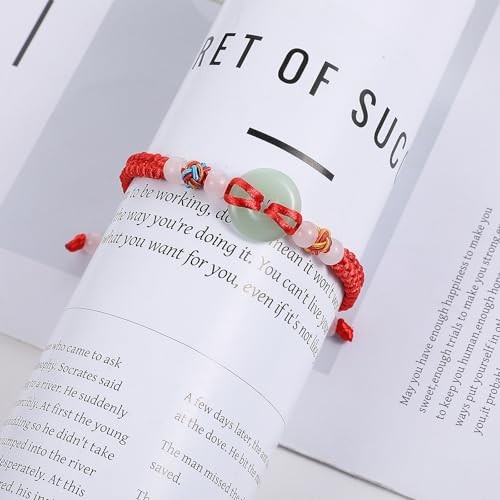 Peace Clasp Beaded Red Cord Bracelet, Lucky Bracelets for Women Men,