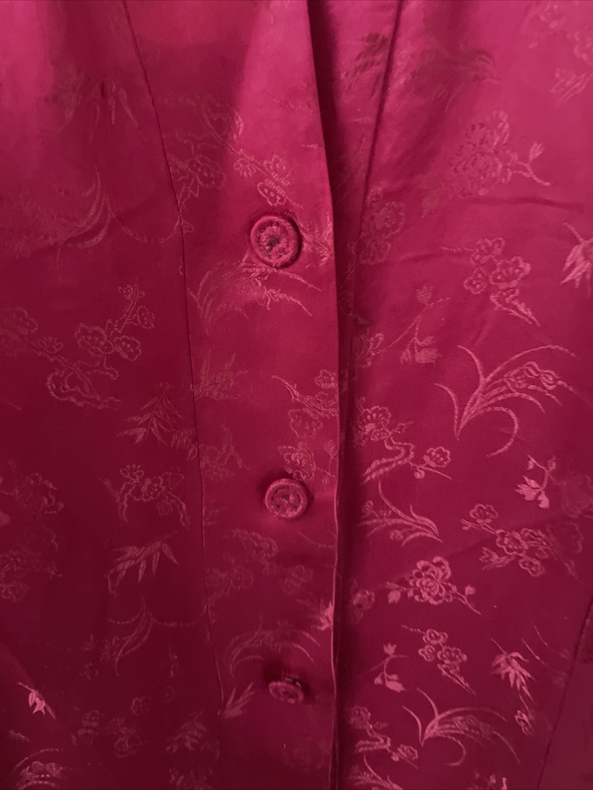 Vintage Esme 100% Silk Hot Pink Asian Snap Front Robe Caftan Size M