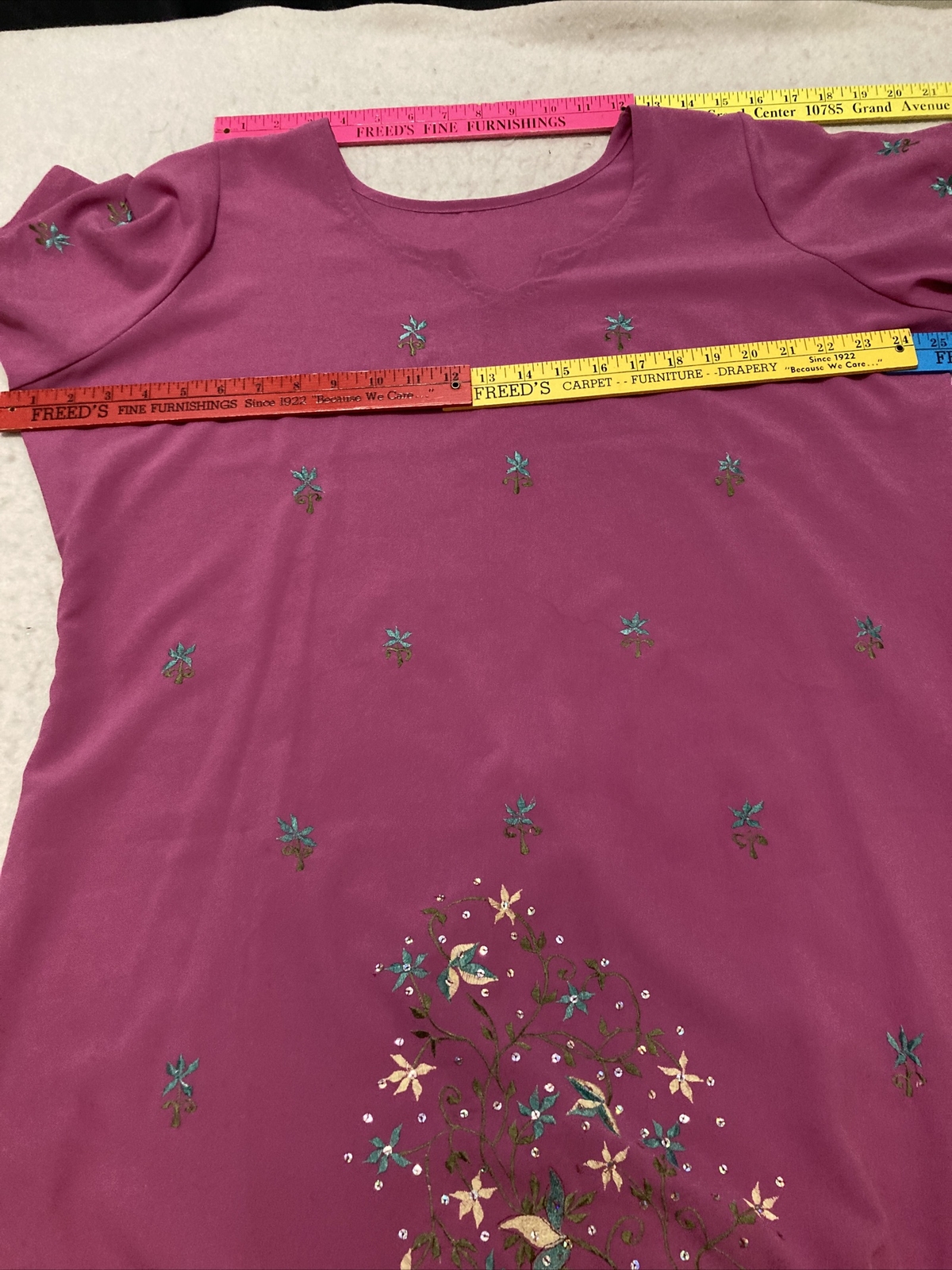 Beautiful Pink Turquoise Embroidered Unlined Tunic 3 pc Salwar Kameez No Size
