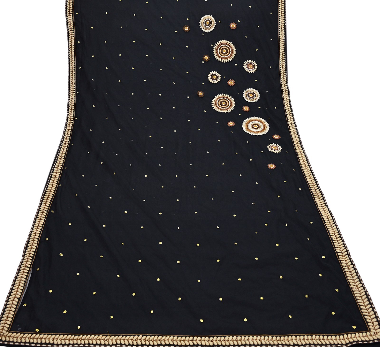 Pre-owned Saree Black Pure Georgette Silk & Net Hand Embroidered Sabyasachi Sari