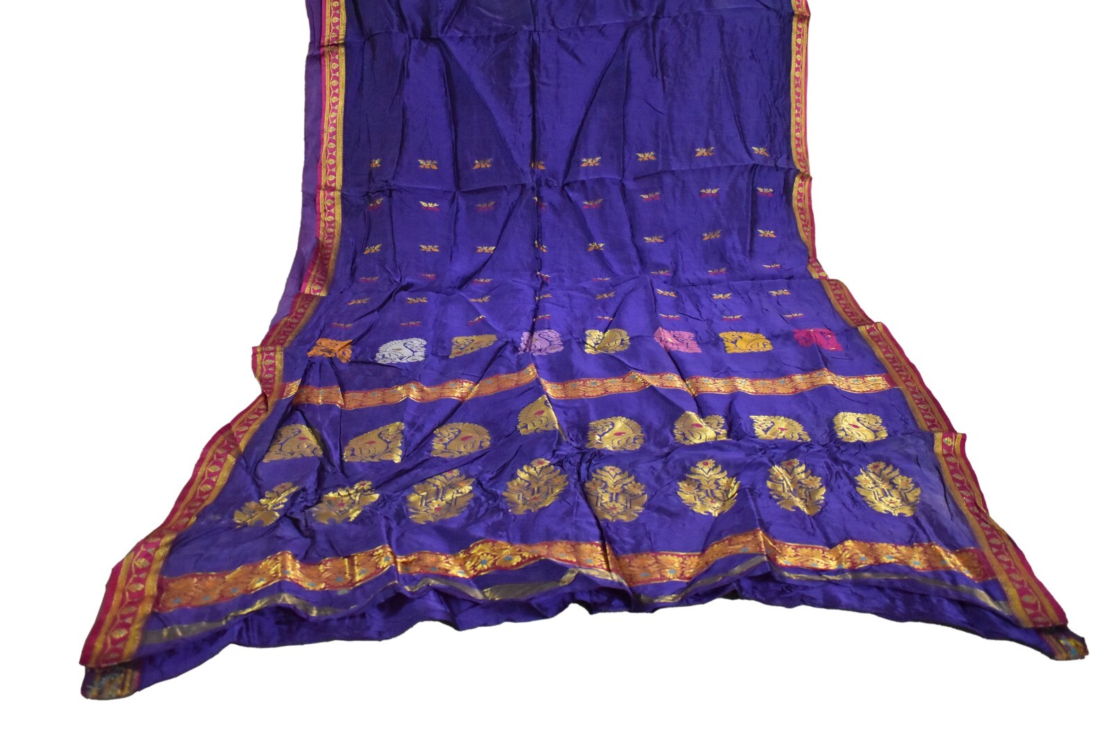 FNC Vintage Blue Sarees Satin Silk Woven Brocade/Banarasi Zari Sari Fabric 5YD