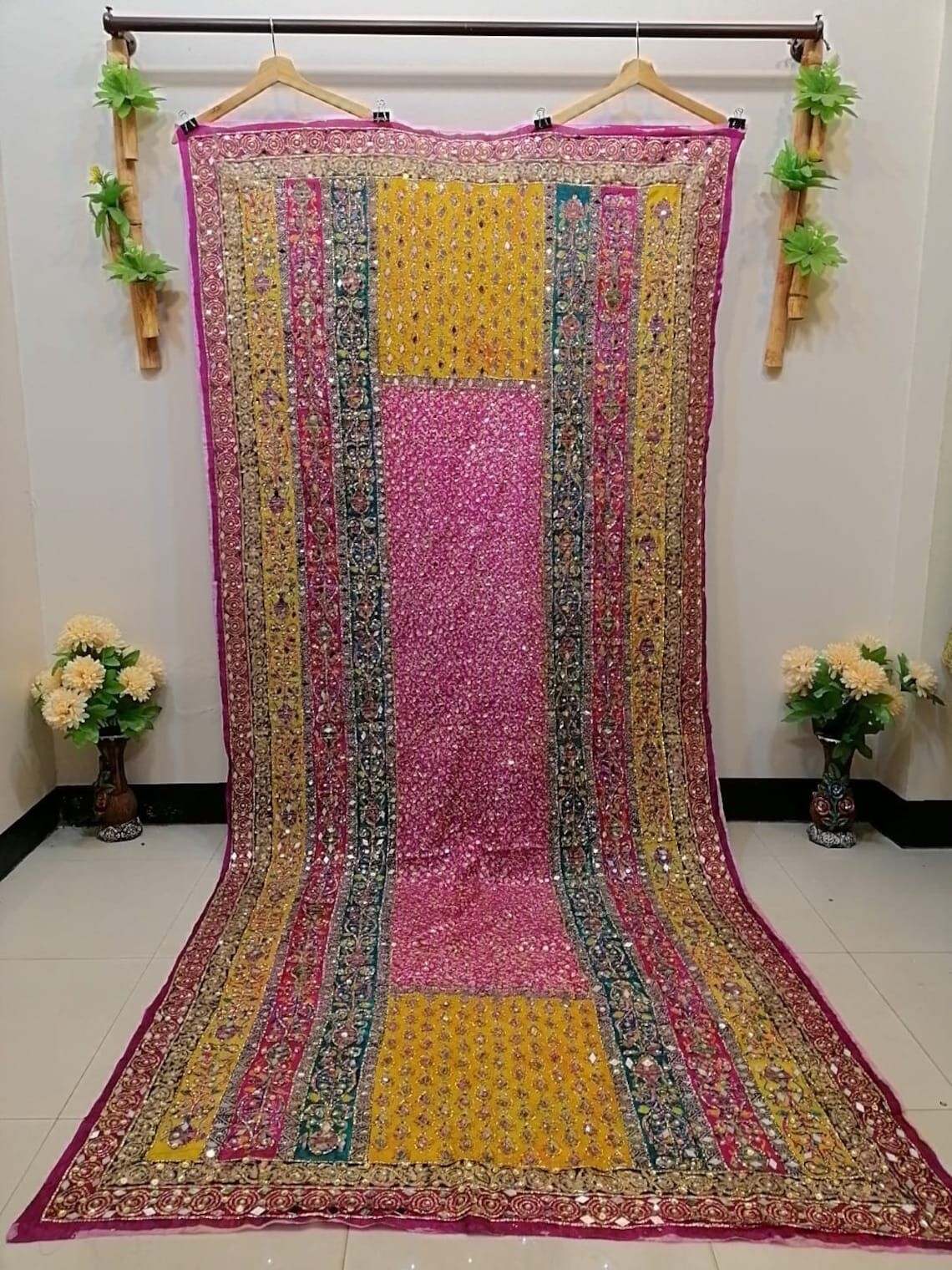 New fancy wedding collection heavy mirror work Pakistani handmade dupatas