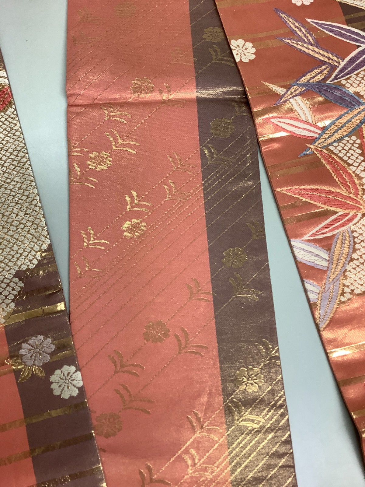 Japanese Vintage Kimono Han Obi silk pink tradition expensive embroidery 170x6in
