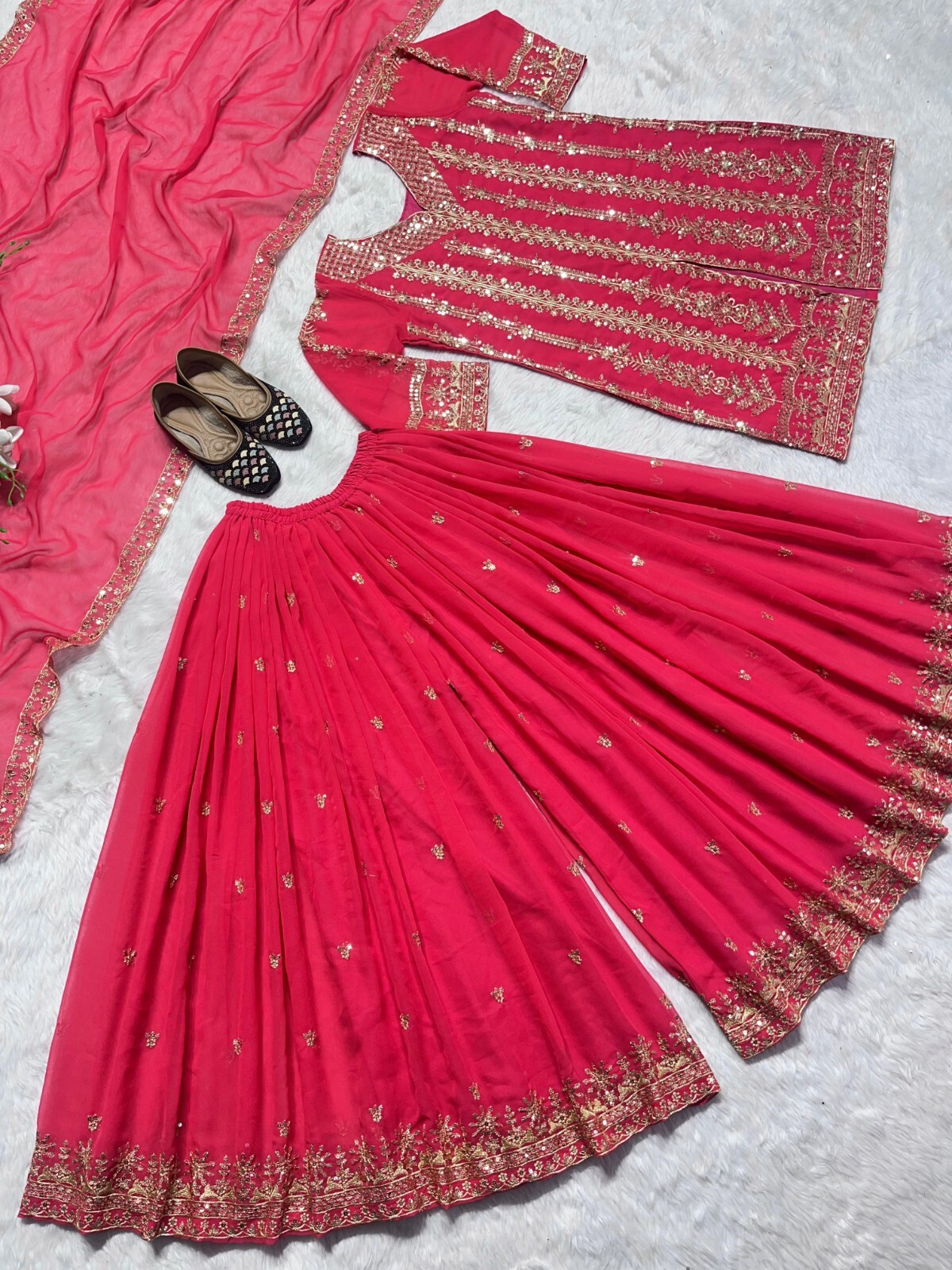 Women Bollywood Top Dhoti Dupatta Set Indian Pakistani Salwar Kameez PartyWear 1