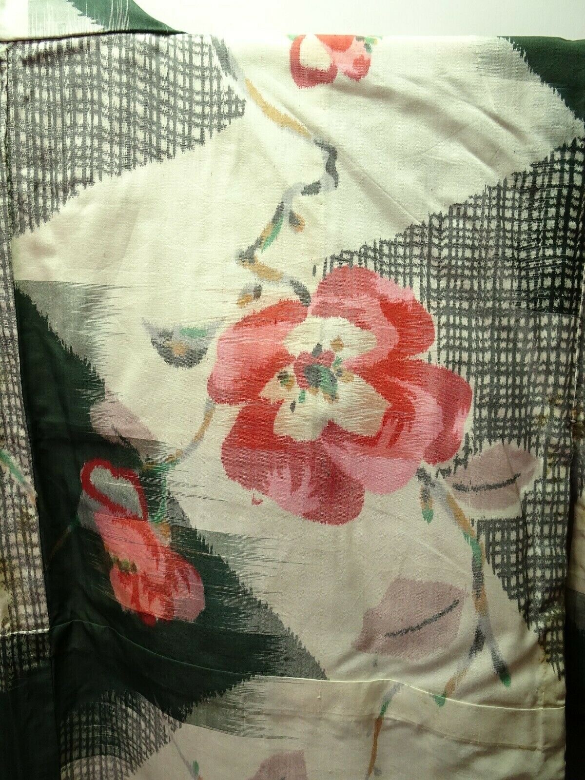Japanese Women Silk Kimono Meisen Style Unlined Vintage 0411T6G