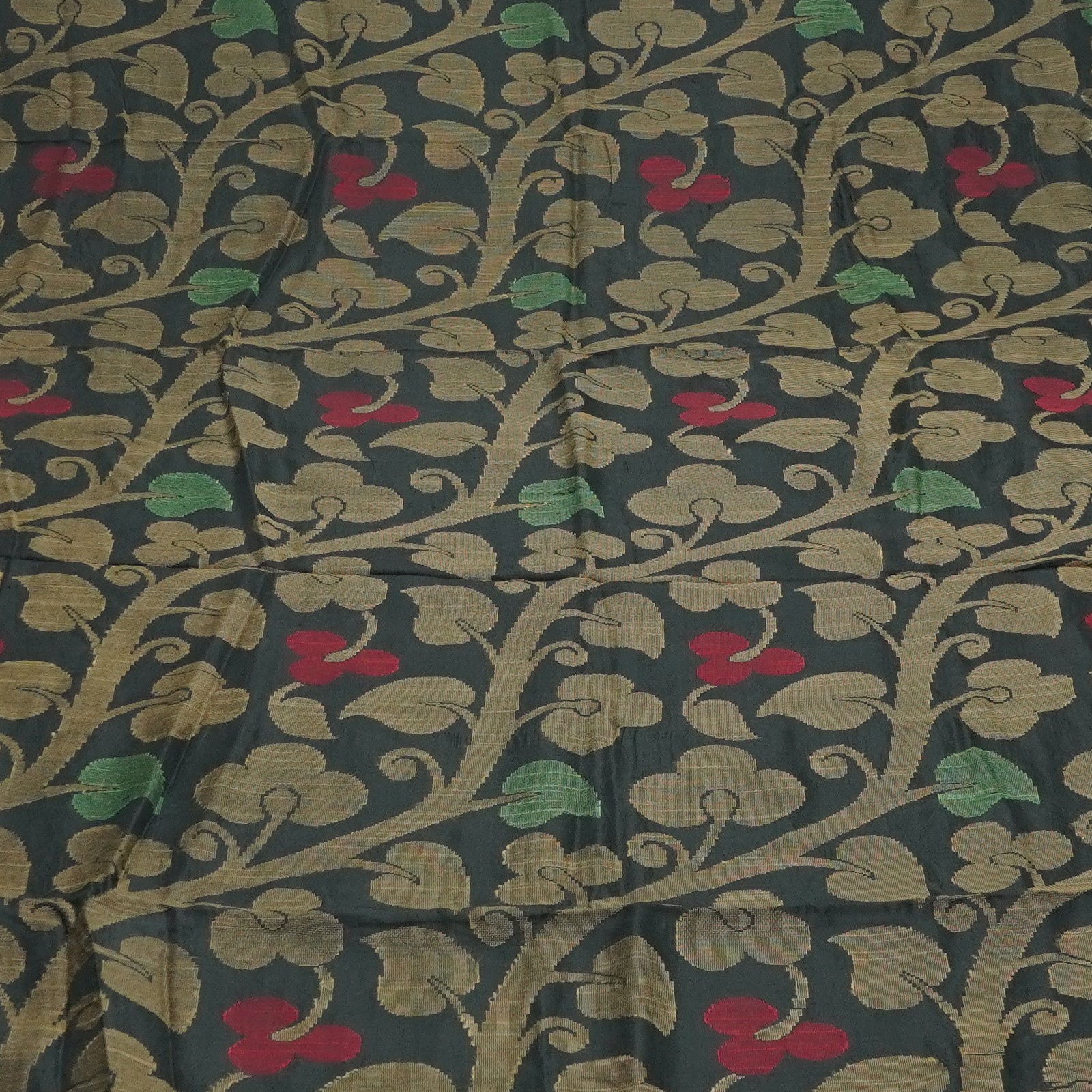 Vintage Black Sarees 100% Pure Silk Handwoven Floral Sari 5YD Decor Craft Fabric