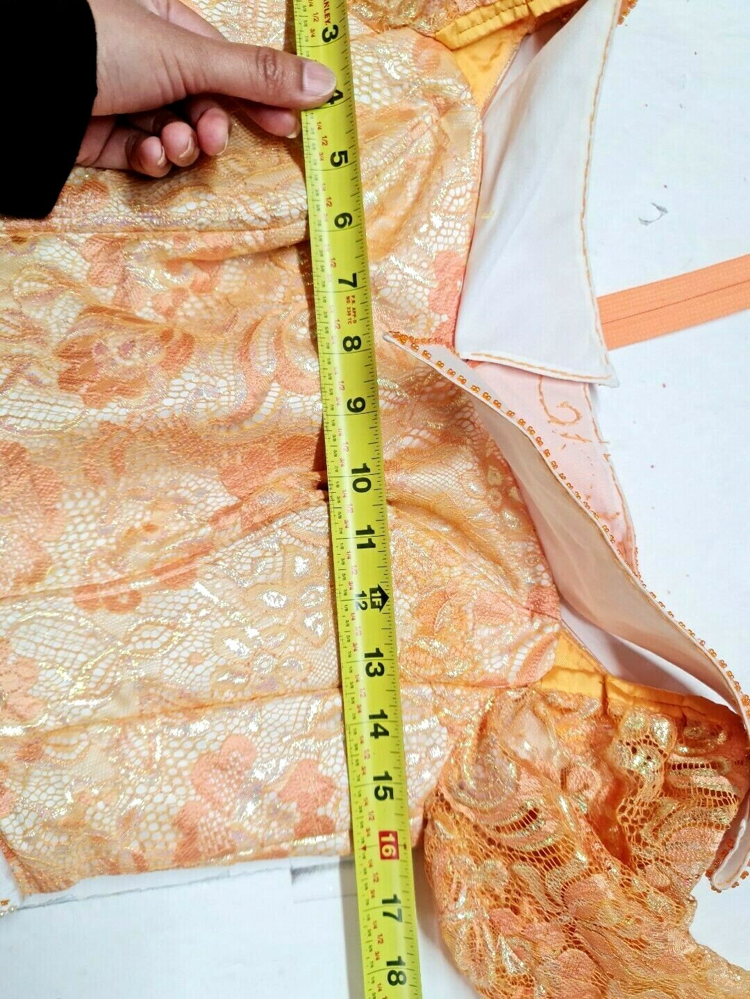 Cambodia Khmer Traditional Out fit Women Size M Gold Lace Pamong Mermaid Skirt