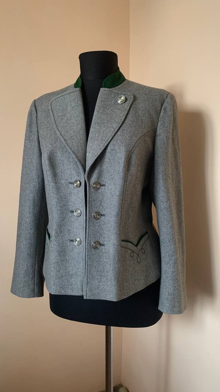Vintage Austrian Trachten Wool Jacket Double Breasted Maria Theresa Buttons EU3