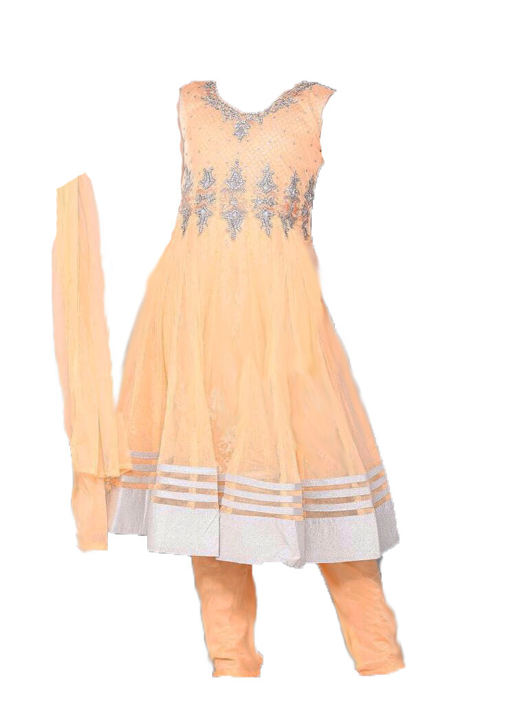 Girls’ Designer Salwar Kameez Indian Party Dress Clothing Deluxe Peach