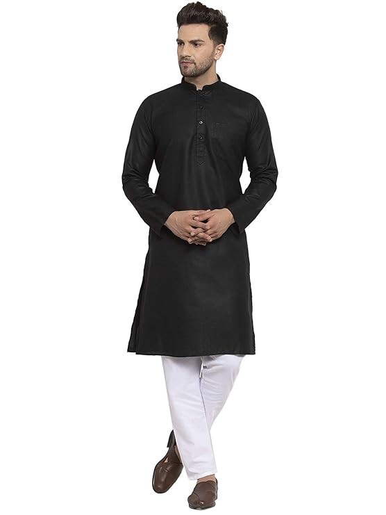 Men’s Cotton Solid Kurta With Drawstring Pyjama Set