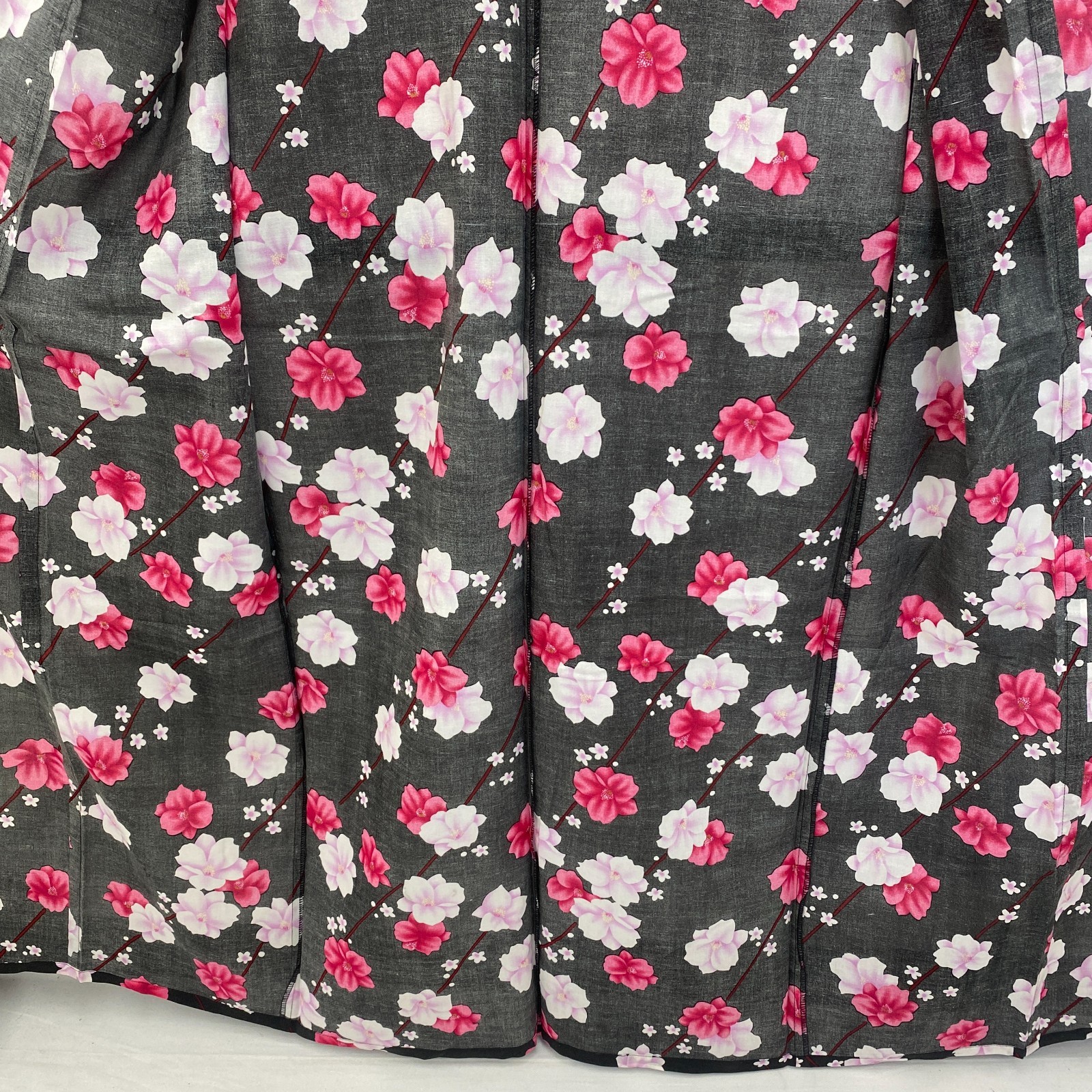 Japanese Vintage Kimono Yukata Cotton Black No Lining Traditional Length 63 in