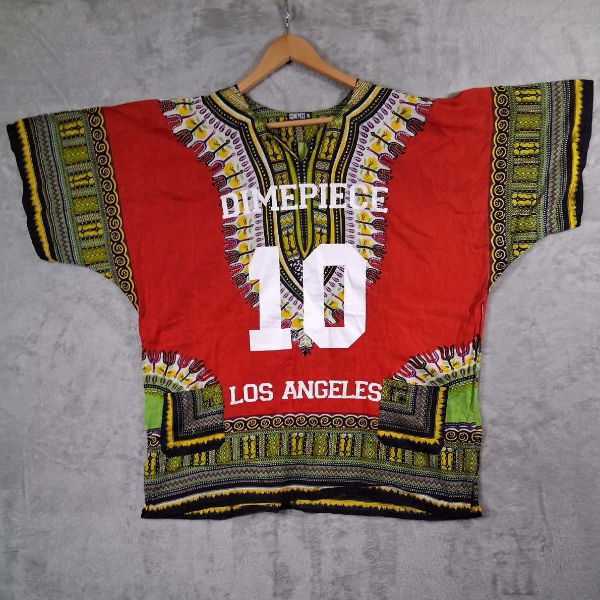 DXMEPIECE Los Angeles Dashiki Football Jersey Shirt Red Print Mens,Women’s OS