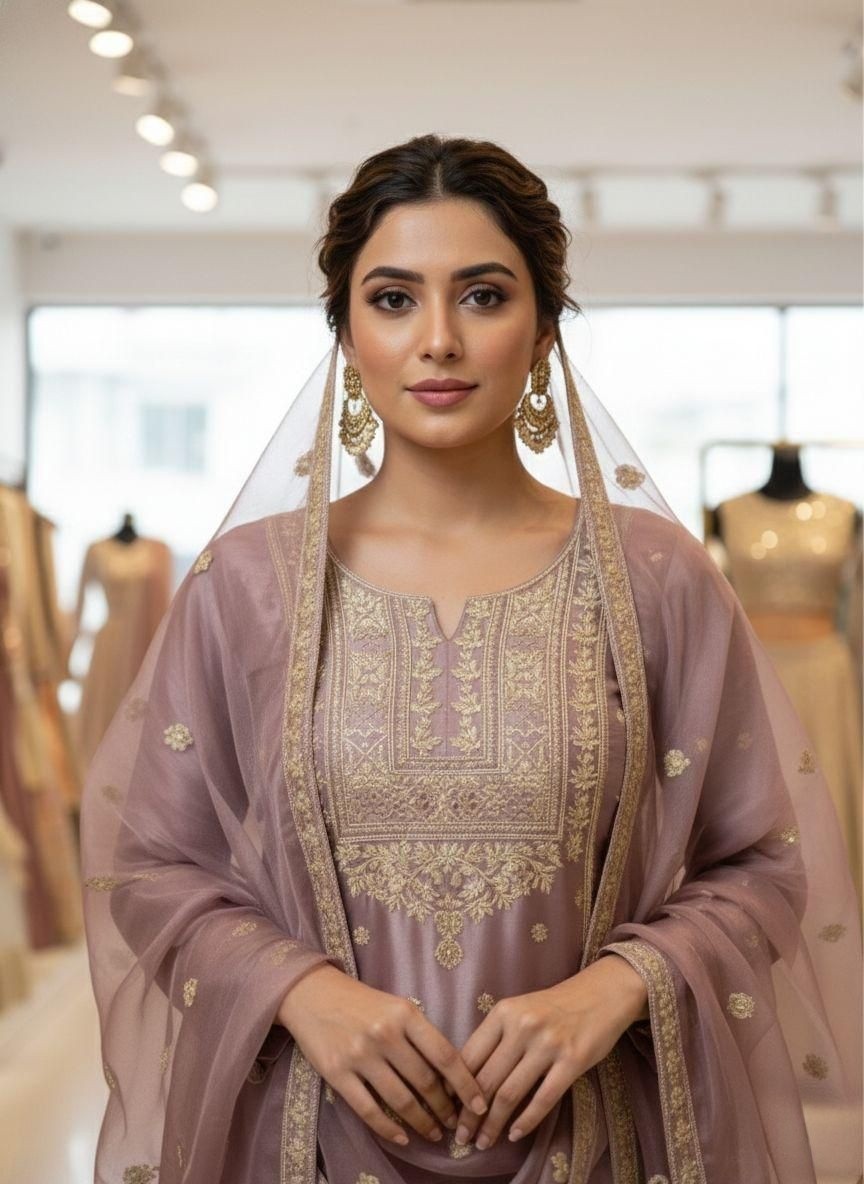 Latest New Heavy Chinnon Silk Fancy Top Palazzo With Dupatta For Reception Wear