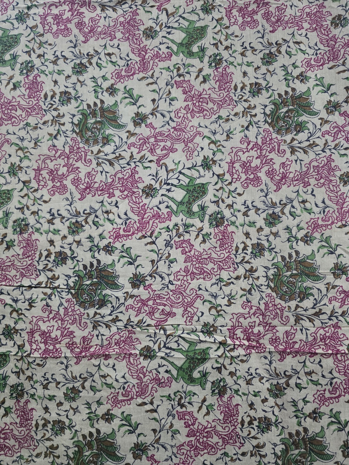 Vintage Silk Saree, 100% Pure Silk Fabric, 5 Yards Ethnic Indian Printed Sari