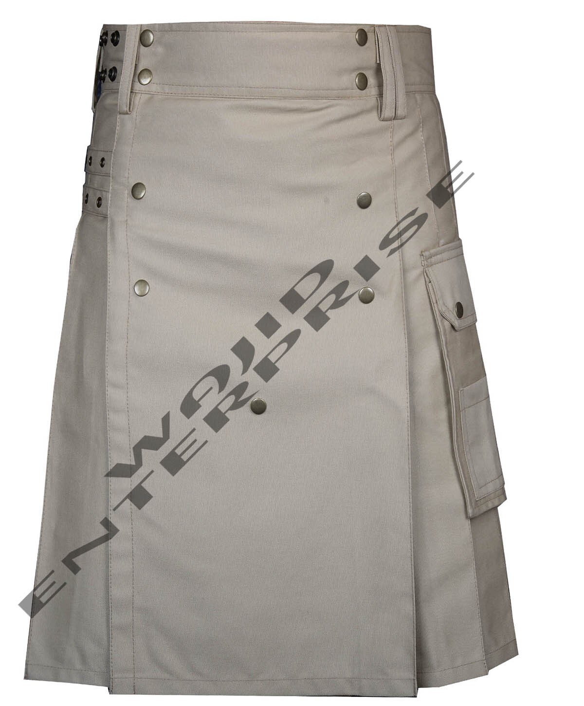 Scottish Handmade Khaki Utility Kilt Modern Kilt Cotton Kilt For Men Custom Size