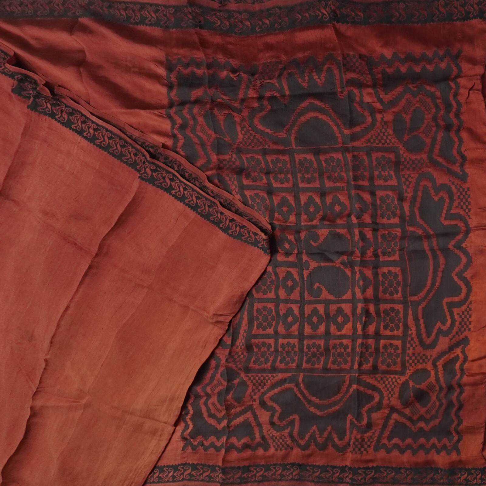 Vintage Brick Red Sarees 100% Pure Silk Woven Indian Sari 5YD Decor Craft Fabric