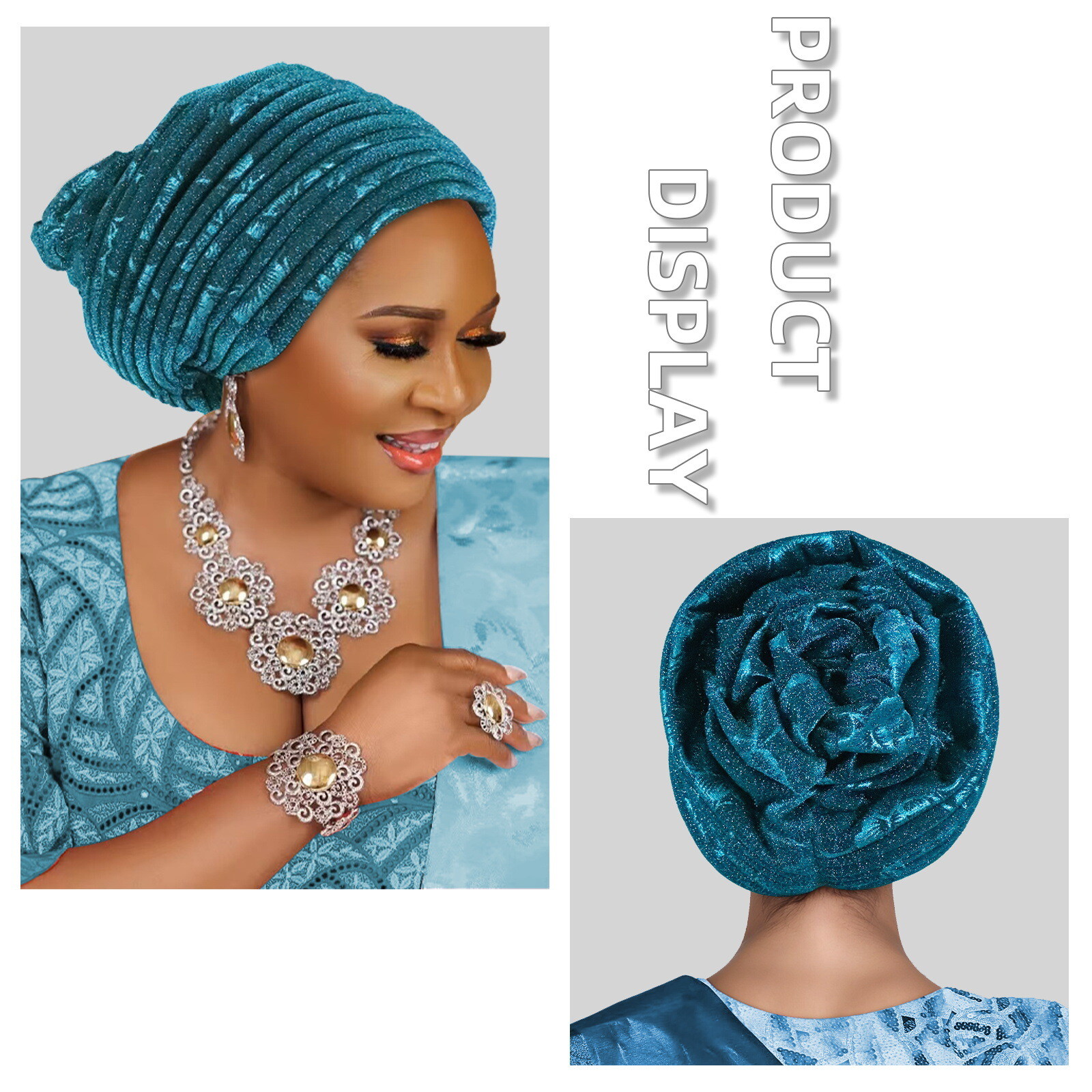 Nigerian African Women Pleated Head Cover Wrap Caps Islamic Bonnet Headwear Arab