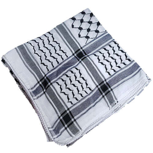 Black & White Arab Palestinian Keffiyeh/Shemagh (Head Cover) (without Aqal)