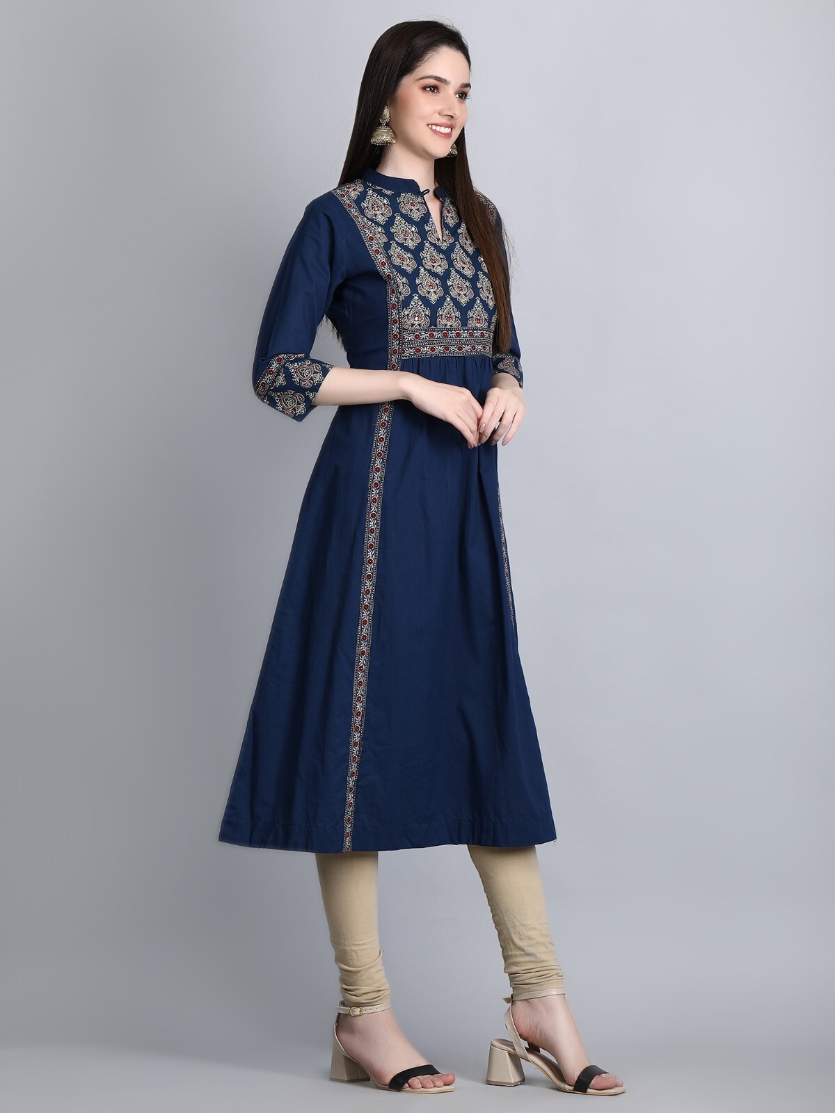 Women Designer A- Line kurta Top , Cotton Straight Kurti Indian wear
