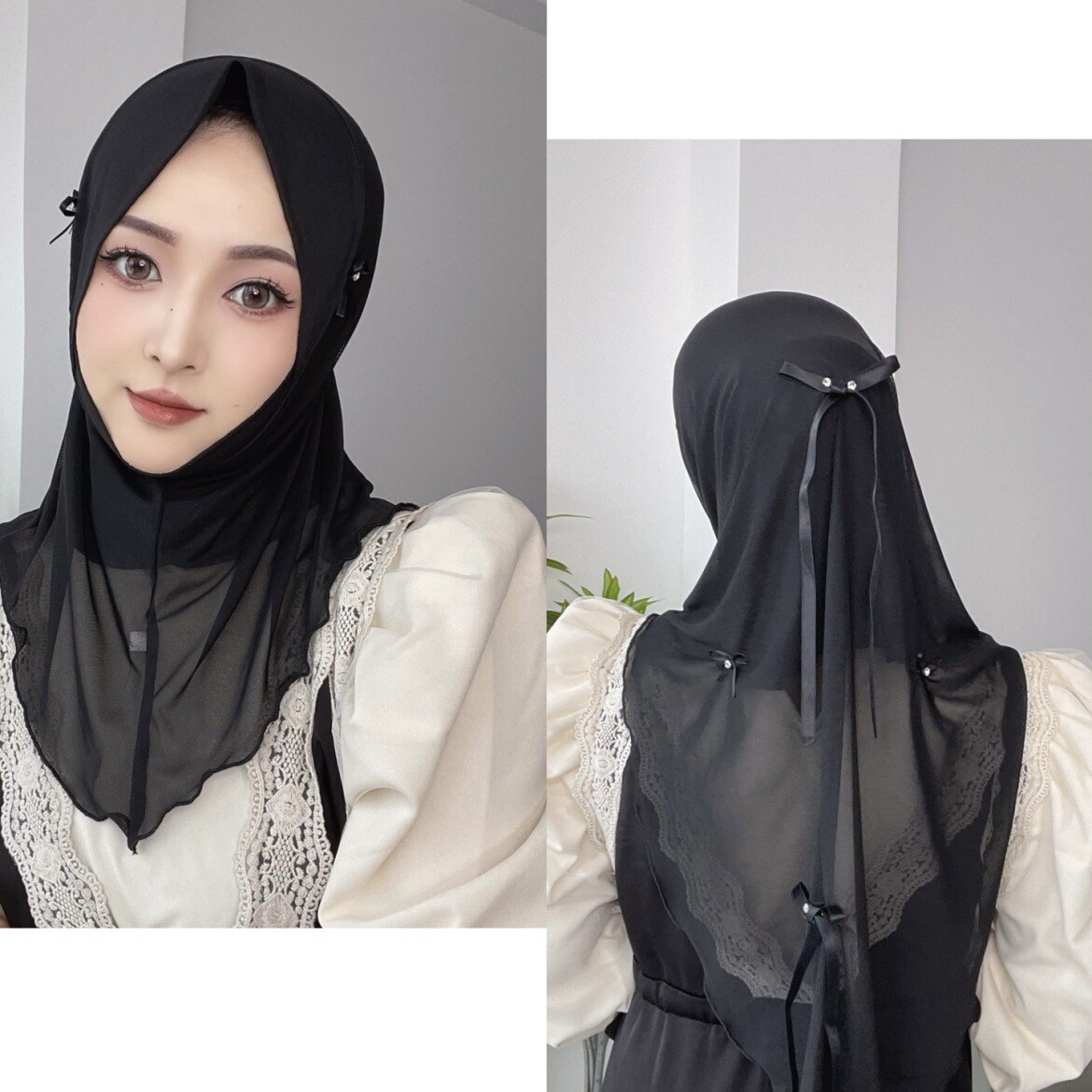 Muslim Turban Women Instant Amira Bowknot Hijab Islam Prayer Headwraps Shawl Cap