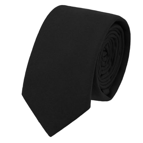 Cotton Tie 2.56” Skinny Ties for Men, Solid Color Neckties for Deep Black