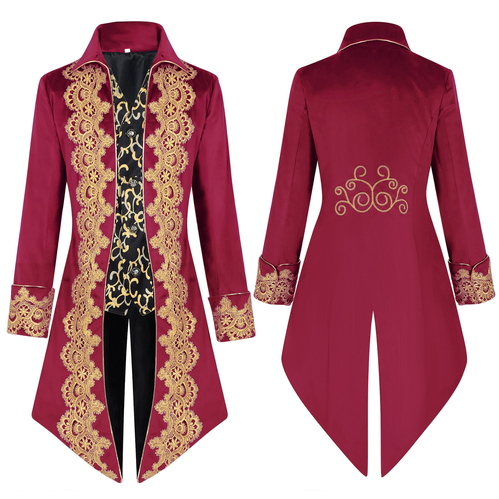 New Wen’s Middle Ages Retro Clothing Male Mid Length Punk Retro Tailcoat