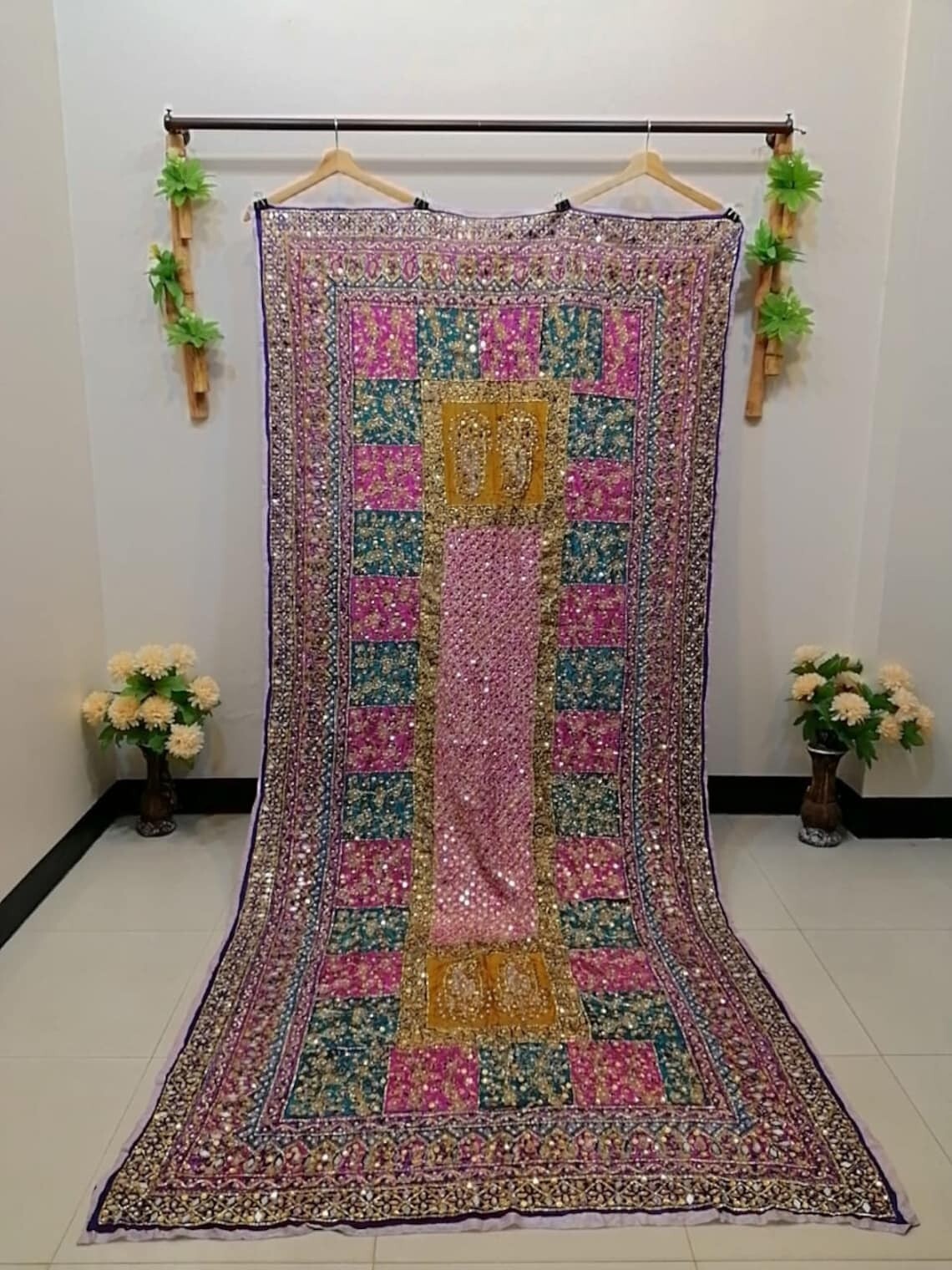New fancy wedding collection heavy mirror work Pakistani handmade dupatas